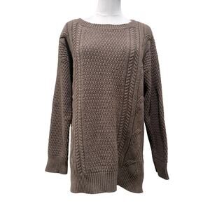 Vintage Gap Wool Blend Women XL Gray Cable Knit Chunky Sweater Cabin Cable Knit